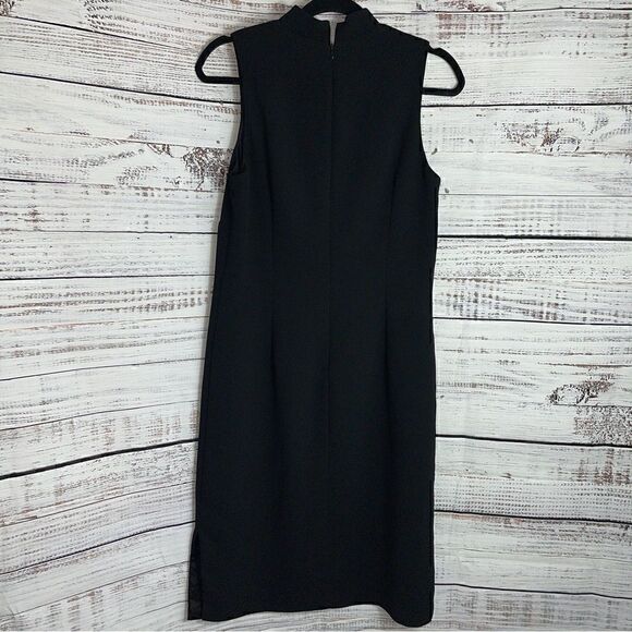Vintage Mica Dress Womens Size 10 Black sheath midi mandarin collar made in USA - Picture 1 of 11
